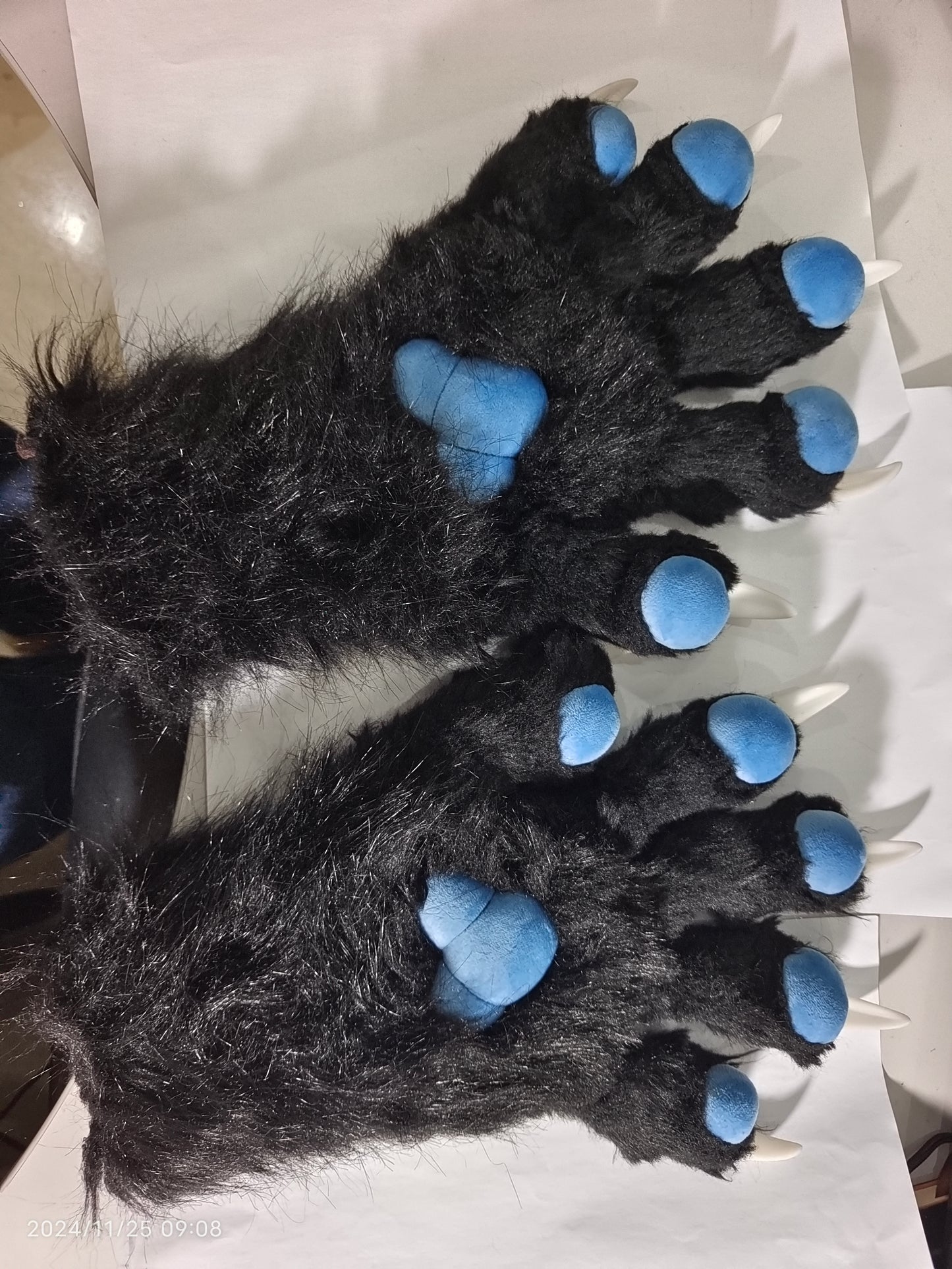 Black claws, blue paw pads, white nails, fursuit paws, furry, color customizable.