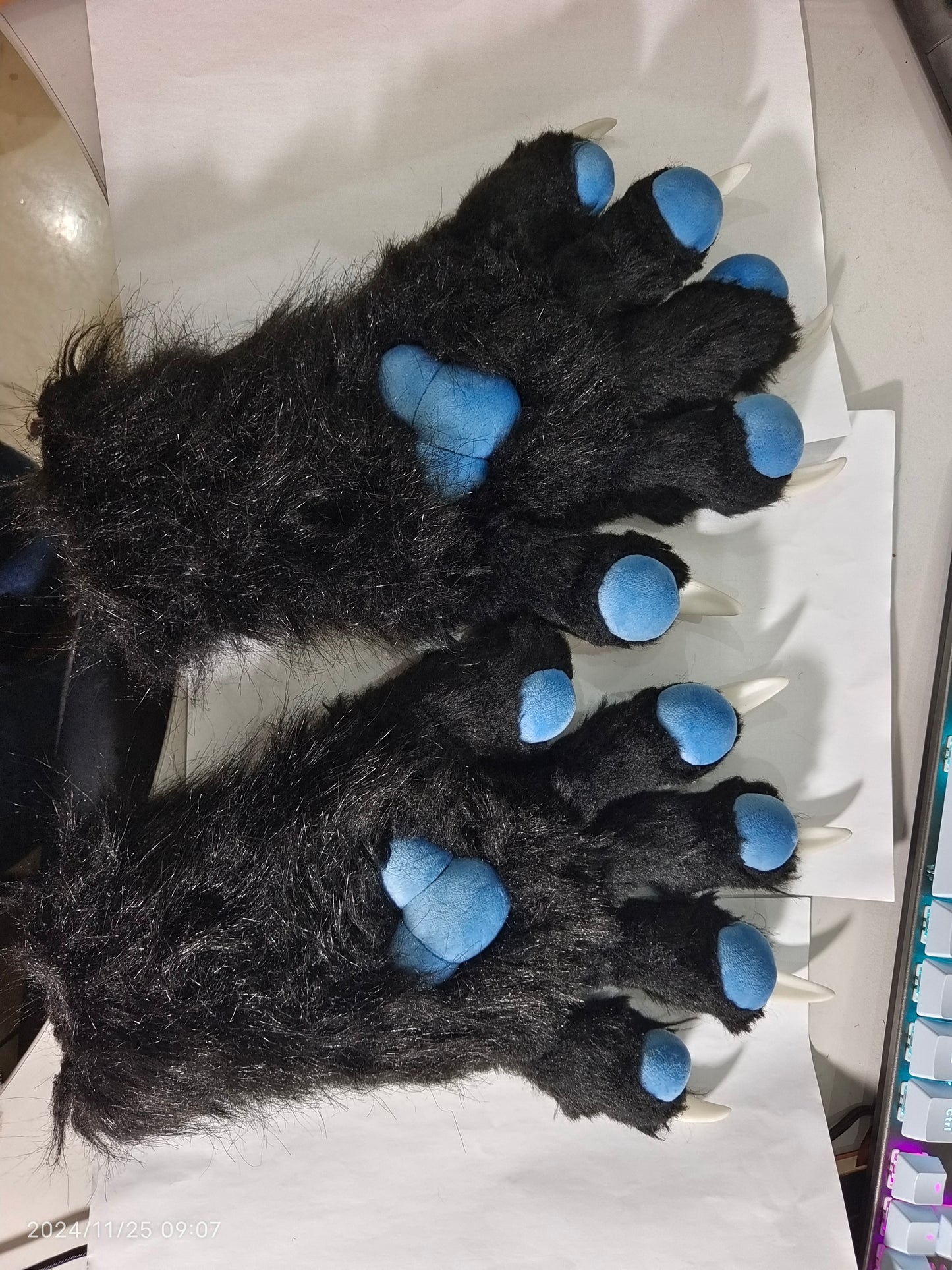 Black claws, blue paw pads, white nails, fursuit paws, furry, color customizable.