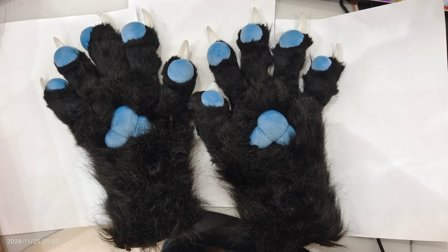 Black claws, blue paw pads, white nails, fursuit paws, furry, color customizable.