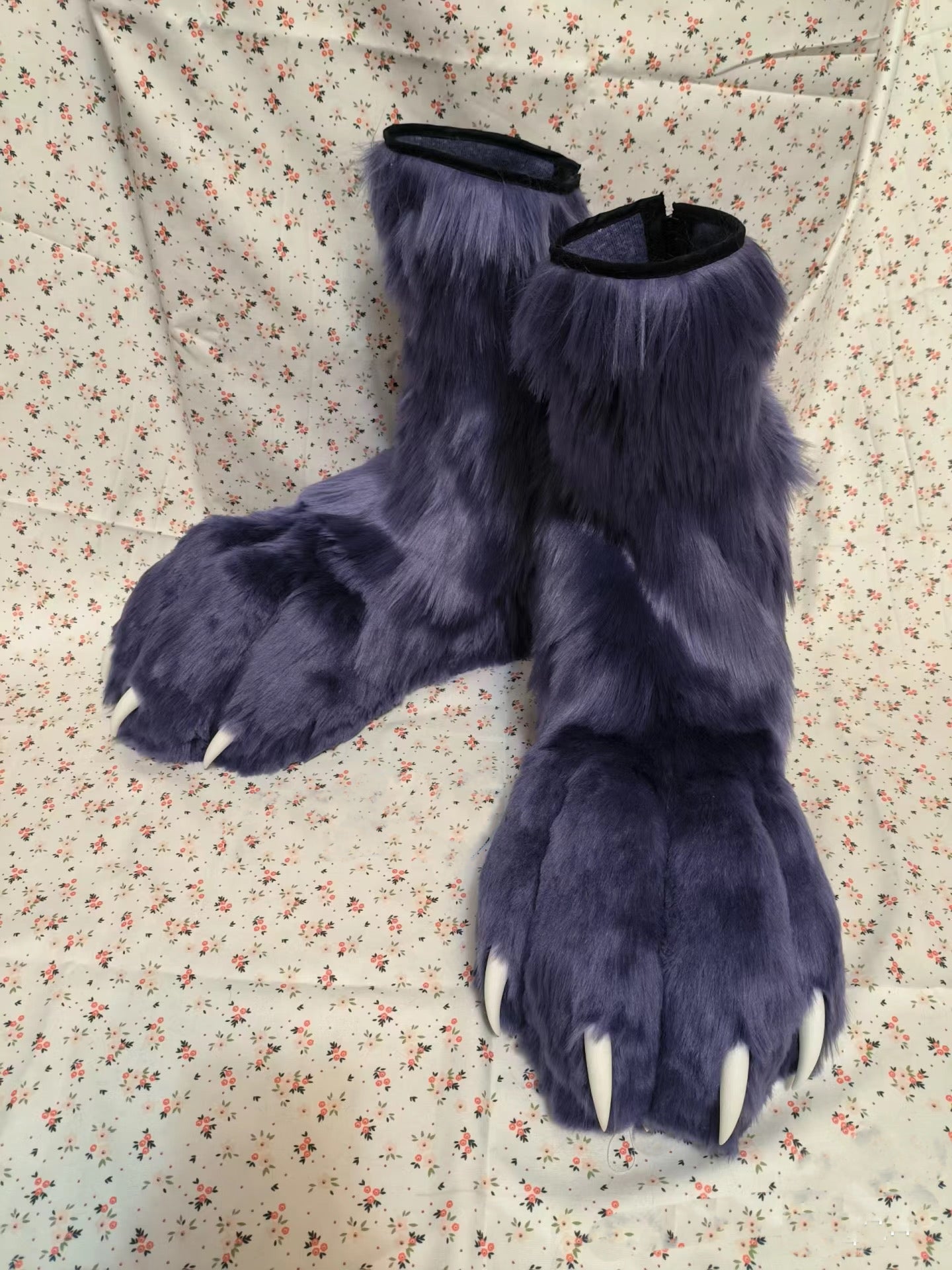 Large, deep blue, recurve bow, wolf paws, legs, custom fursuit, furry