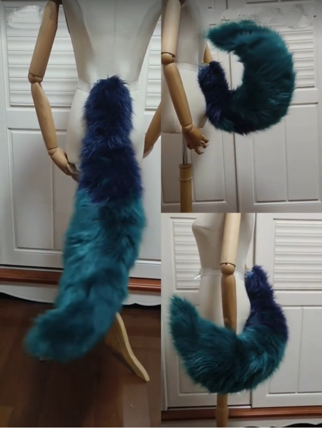 Blue and black animatronic tail with full mechanics | Electric animal costume tail with full internal mechanisms | Custom orders for fully mechanical tails accepted