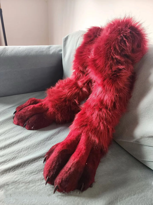 Red wolf paws, fursuit, furry, realistic paws, slim paws