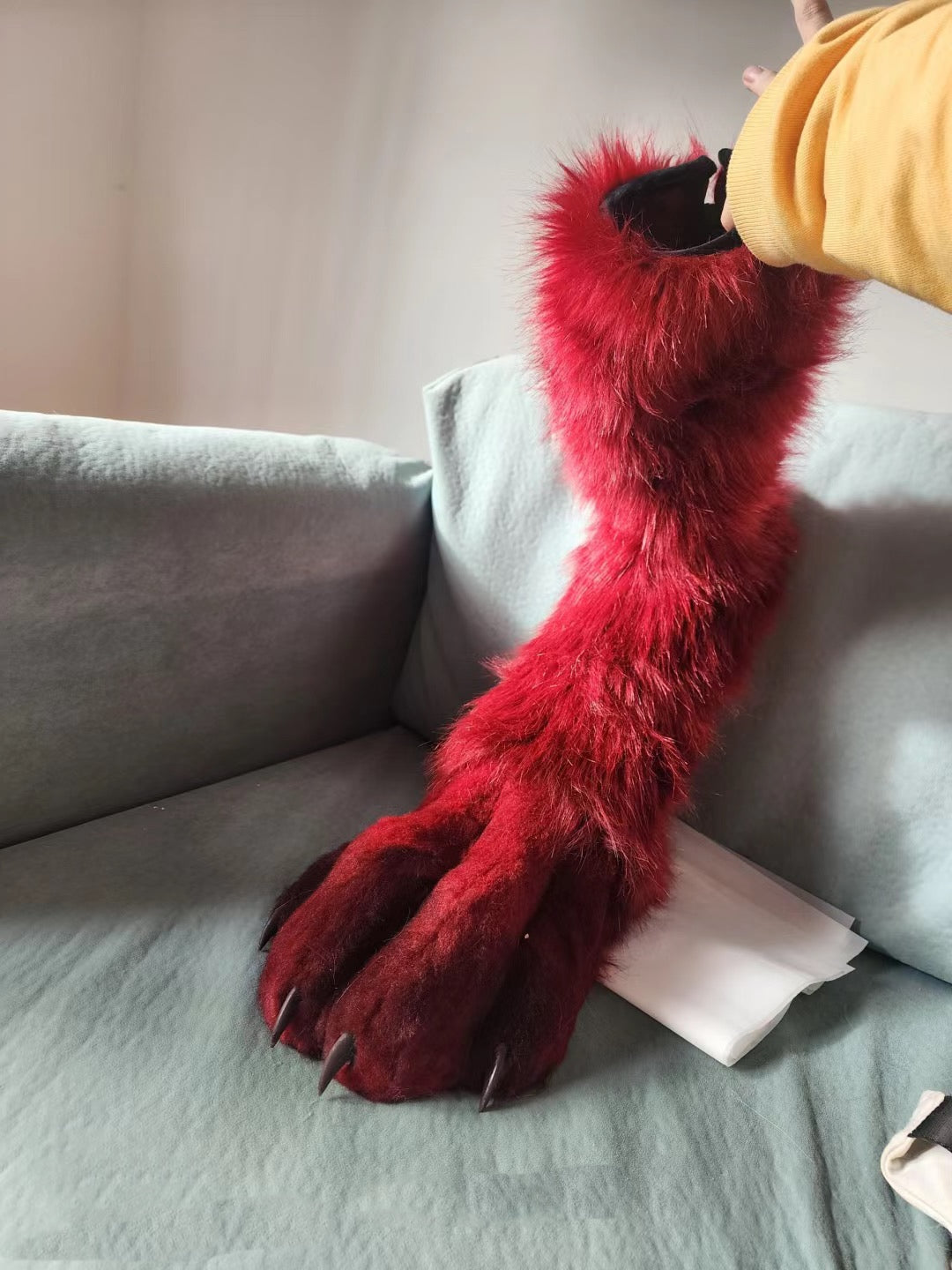 Red wolf paws, fursuit, furry, realistic paws, slim paws