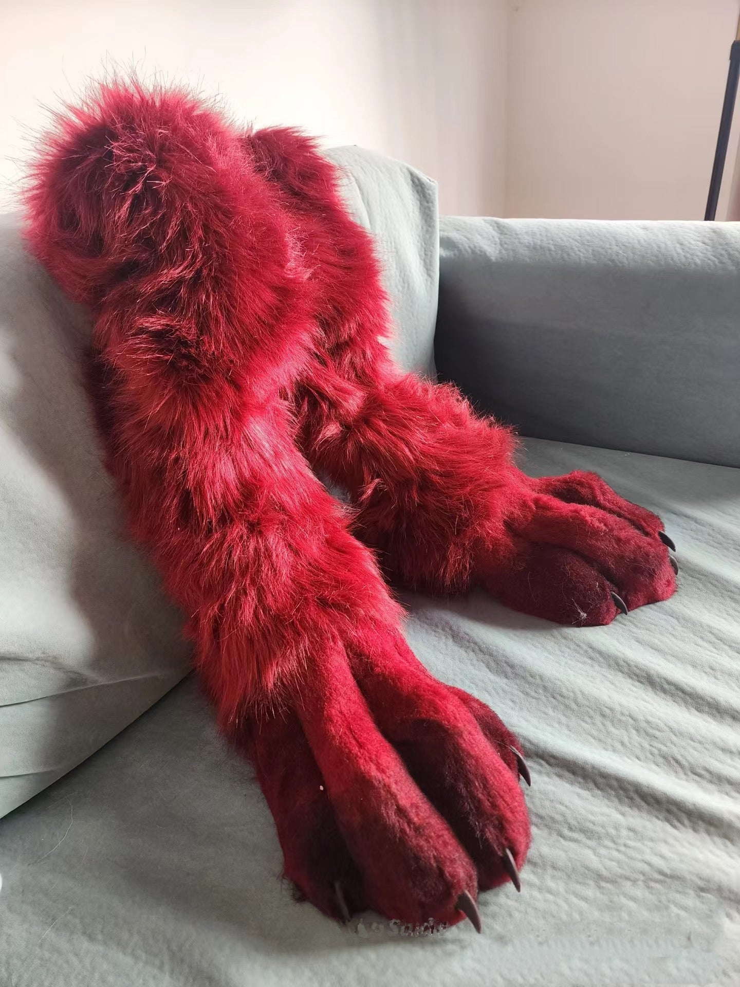 Red wolf paws, fursuit, furry, realistic paws, slim paws