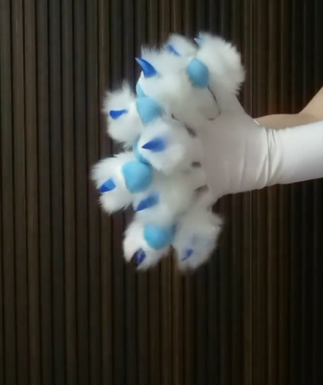 white elastic blue pads fursuit fox paws, customizable colors