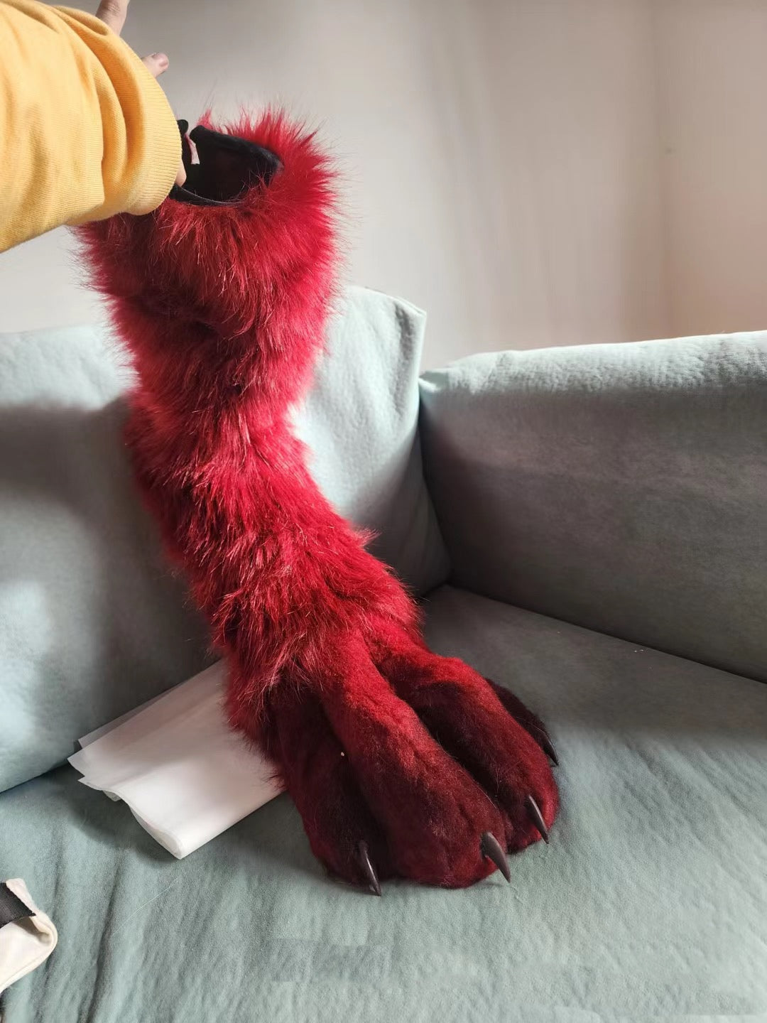 Red wolf paws, fursuit, furry, realistic paws, slim paws