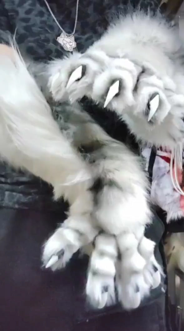 White and black stripes tiger paws  fursuit available for custom orders