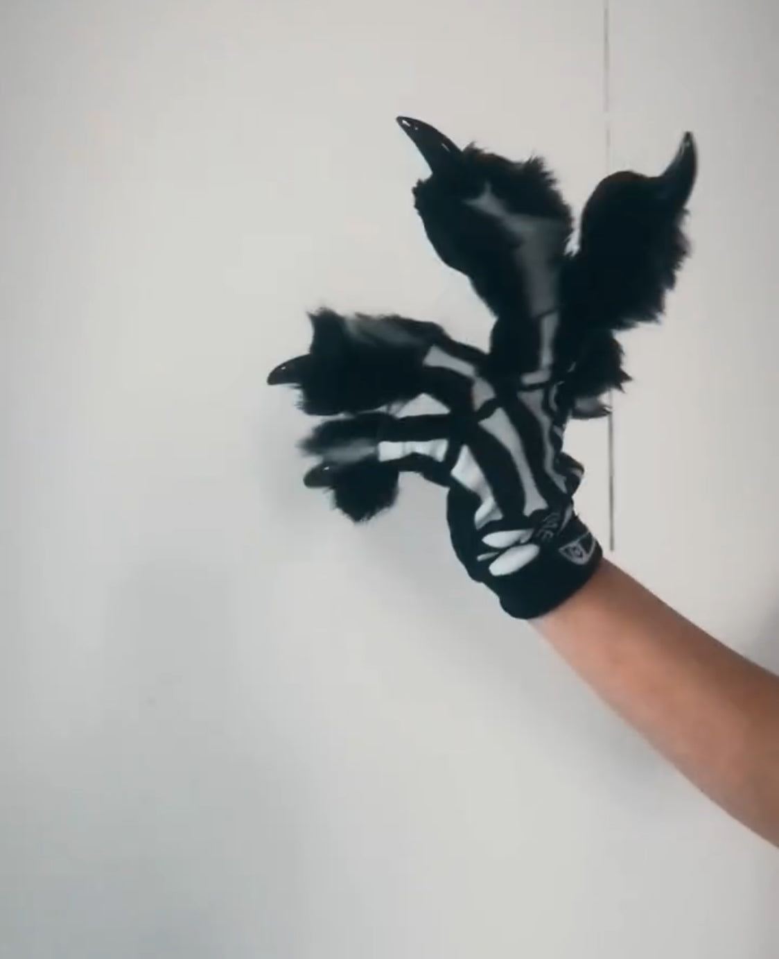 Black skeletal gloves fursuit paws, elastic gloves