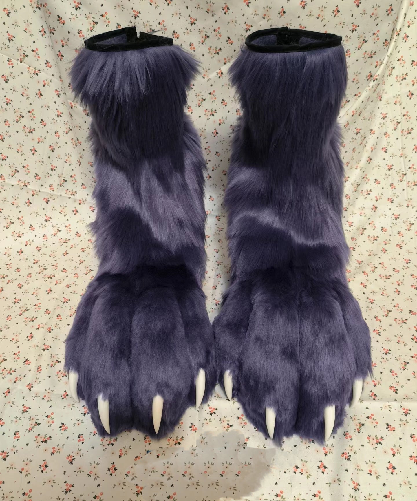 Large, deep blue, recurve bow, wolf paws, legs, custom fursuit, furry