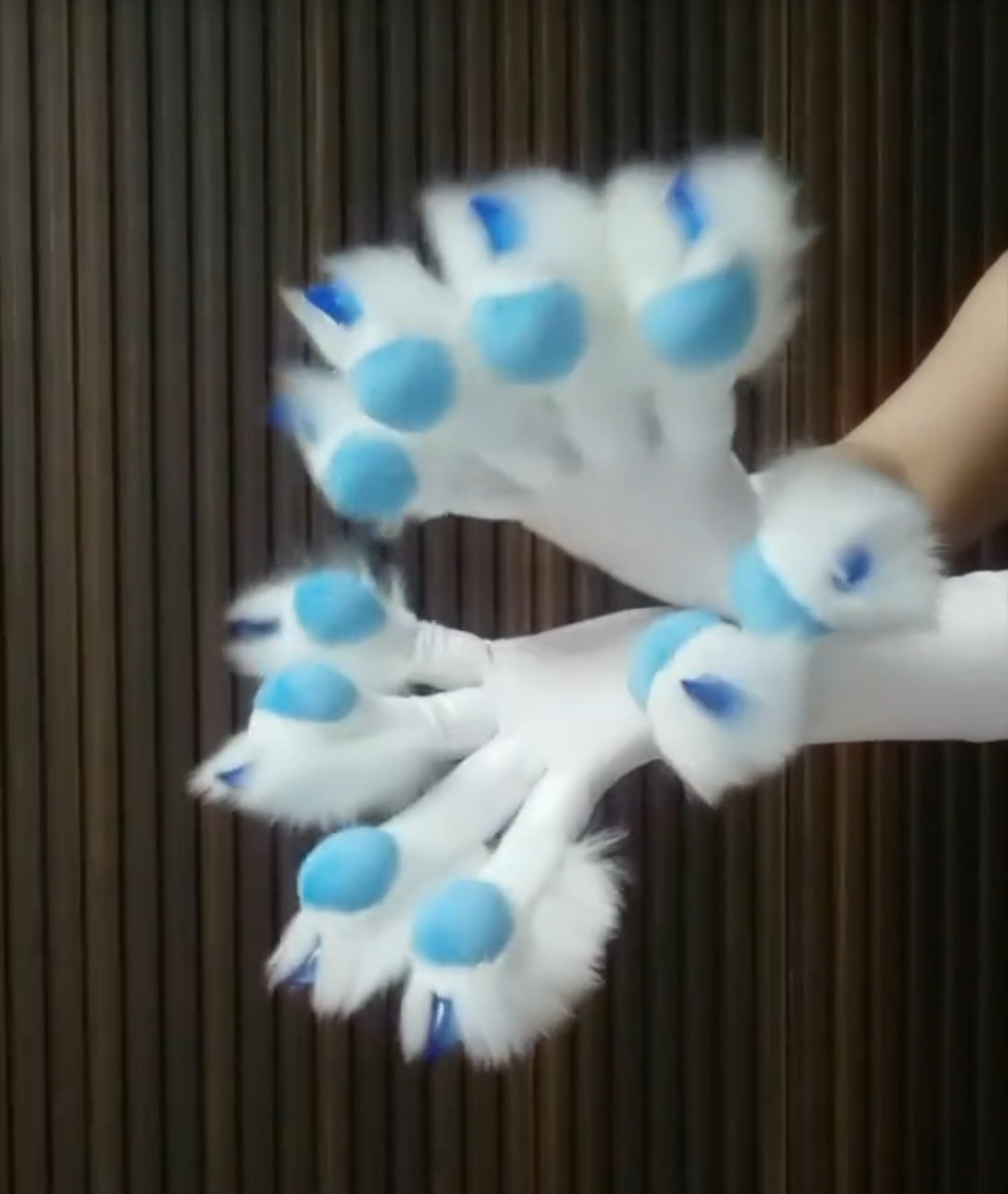 white elastic blue pads fursuit fox paws, customizable colors