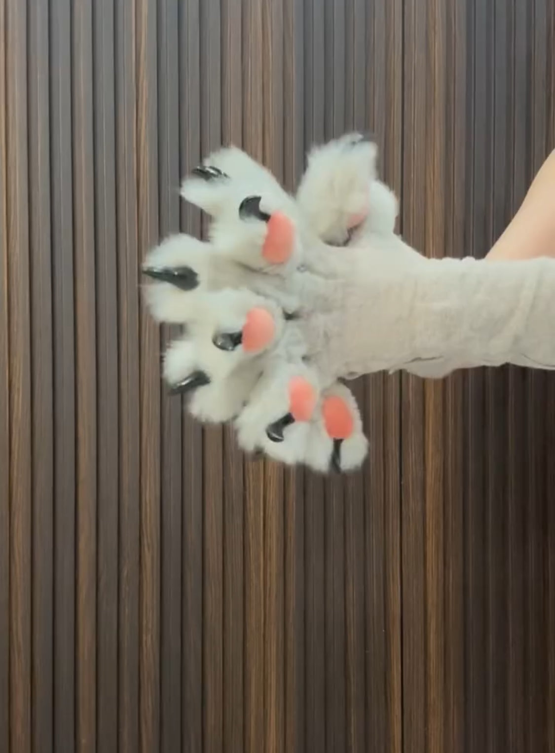 Gray gloves with orange paw pads fursuit paws, customizable colors, furry gloves