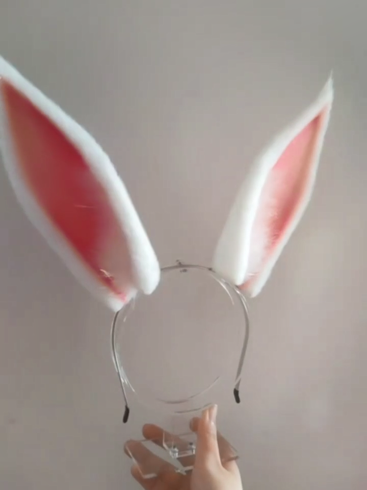 White outer ears, pink inner ears, small rabbit ears, adorable ears. Fursuit furry can be customized in various colors.