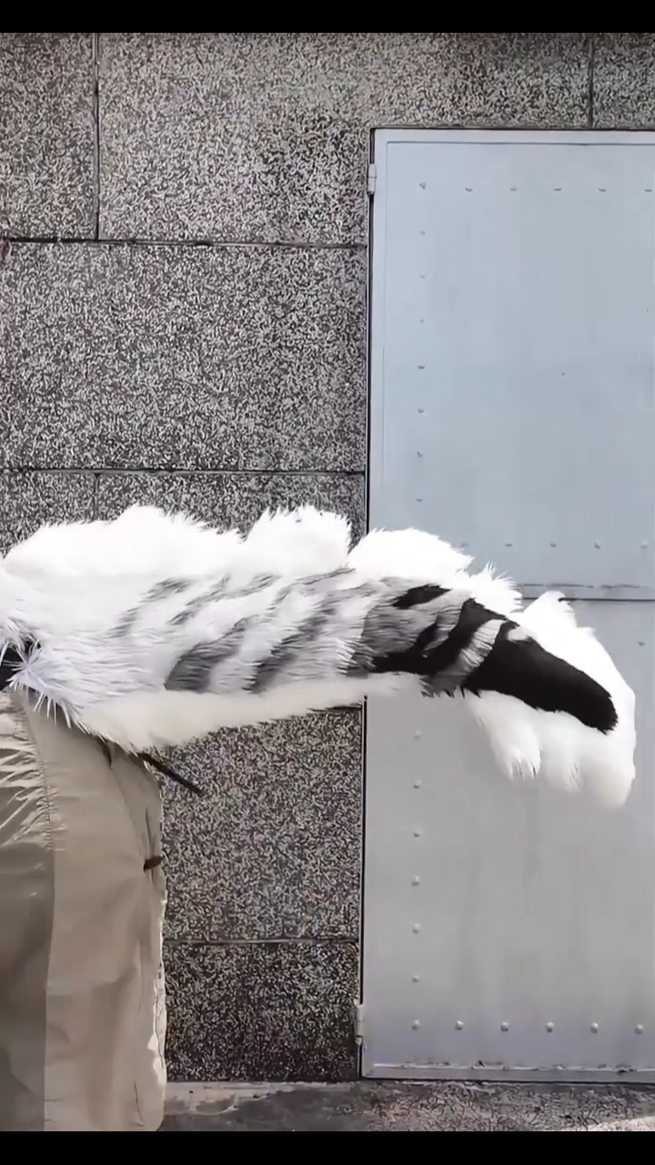 Black, white, and gray color block, large tail, fursuit paws, furry, huge, customizable, dragon tail, fish tail